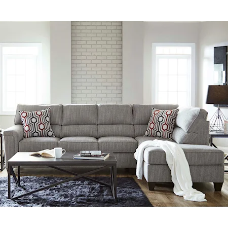 Casual Contemporary Sectional with Bump Chaise